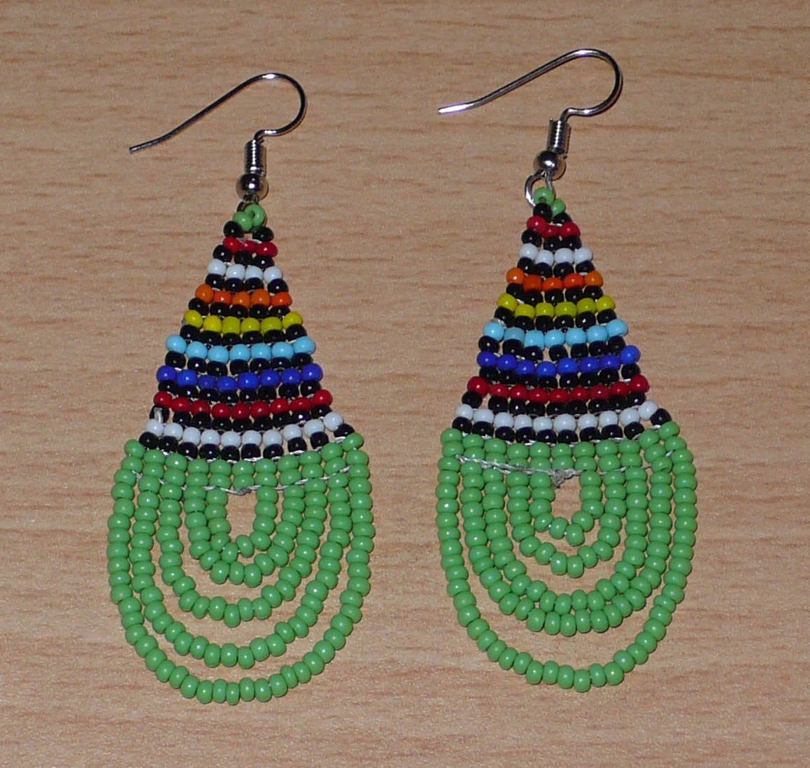 Boucles d'oreilles zouloues vertes et multicolores