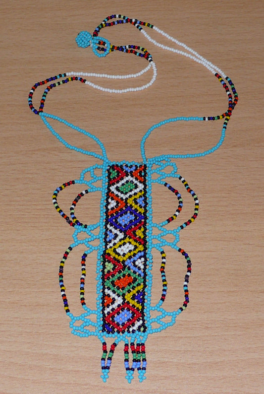 Collier africain zoulou bleu